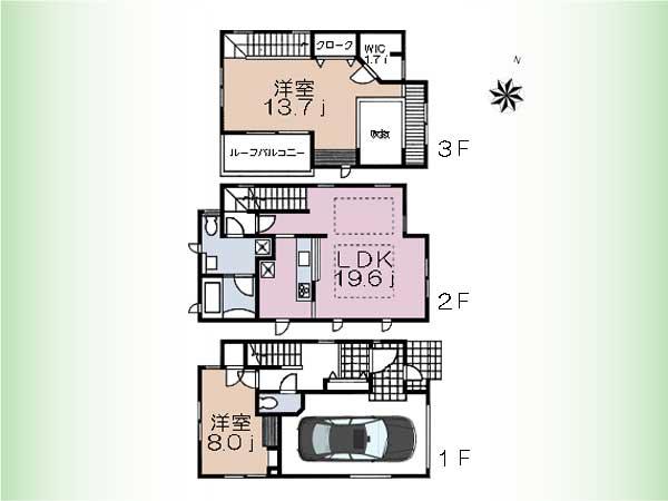 Floor plan. 61,800,000 yen, 2LDK, Land area 92.44 sq m , Building area 123.89 sq m floor plan