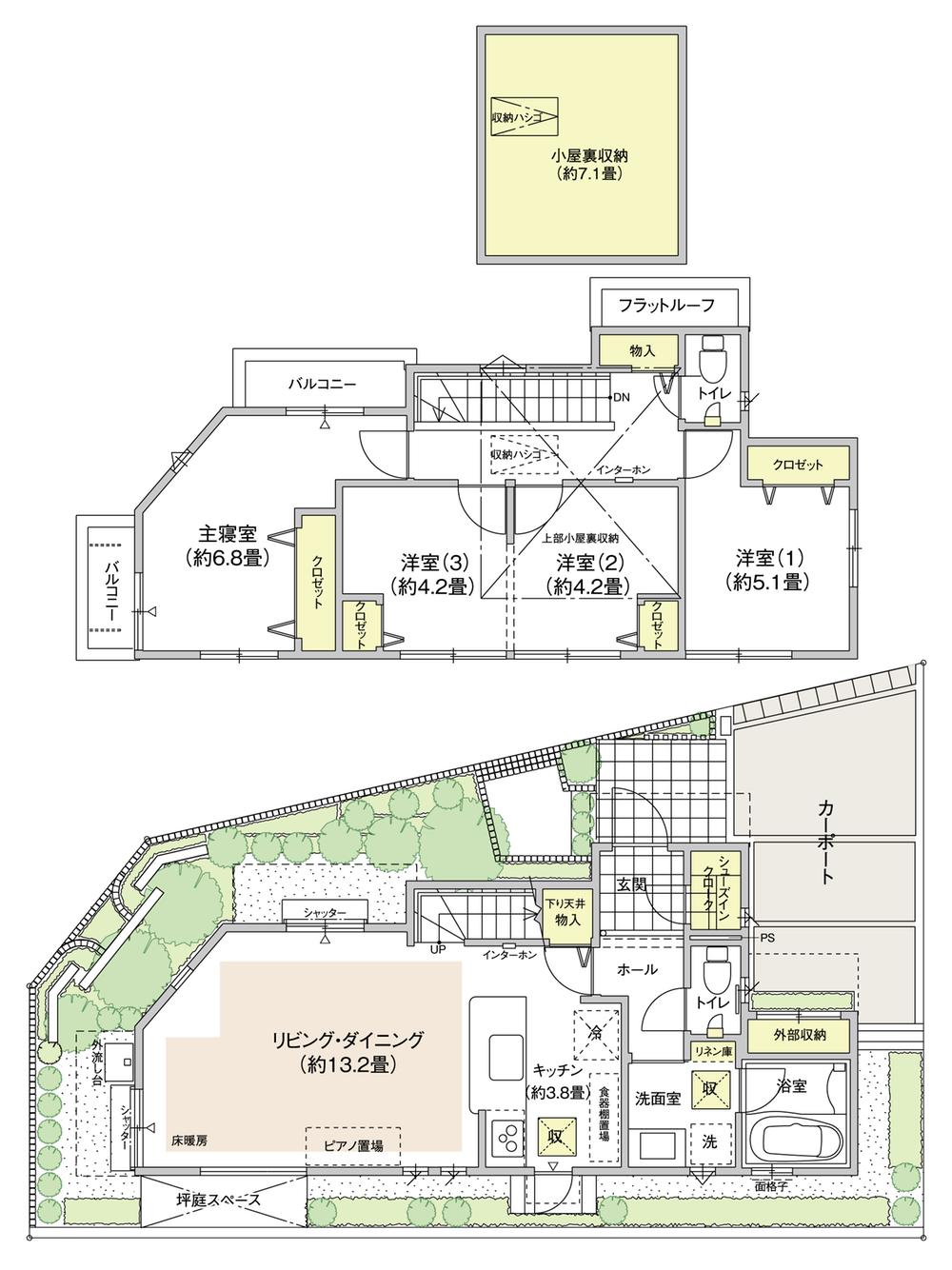 Floor plan. Until Kinutakoen 400m