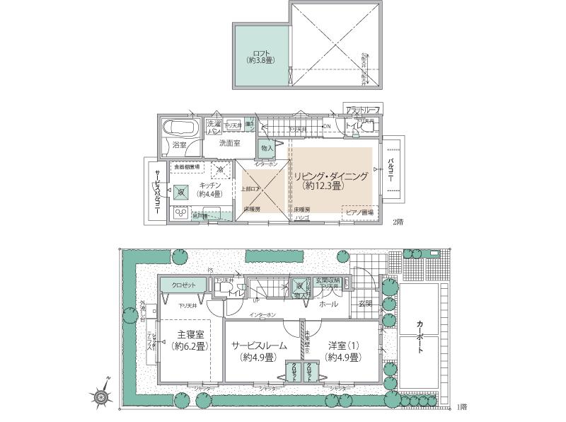 Floor plan. Until Kinutakoen 400m