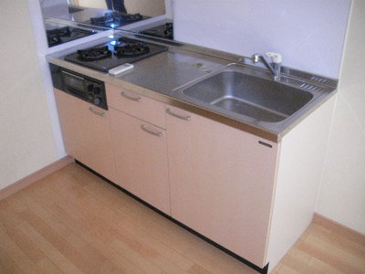 Kitchen. We are cooking two-burner gas system kitchen of easy to of