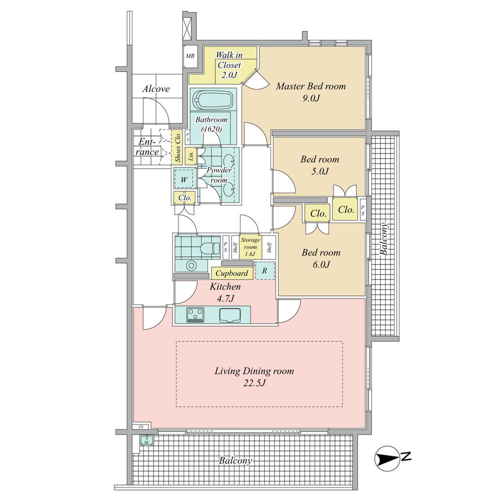 Floor plan. 3LDK, Price 94,800,000 yen, The area occupied 112.5 sq m , Balcony area 23.4 sq m