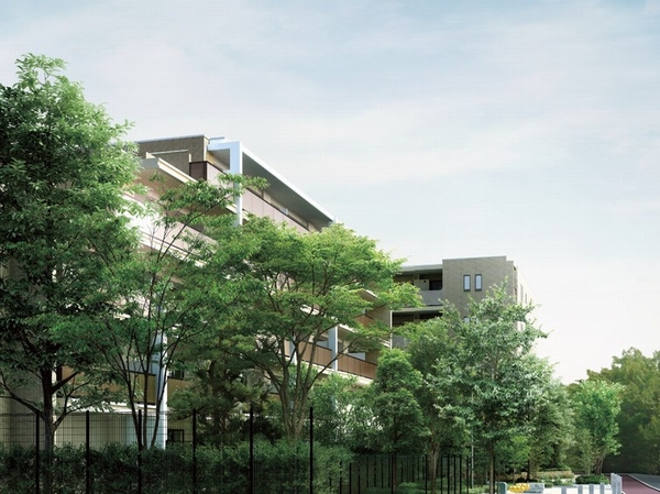 It inherited the lush greenery of NTT company housing site, It depicts the life that was full of aesthetics <Setagaya Chitosedai Garden & Residence> Rendering
