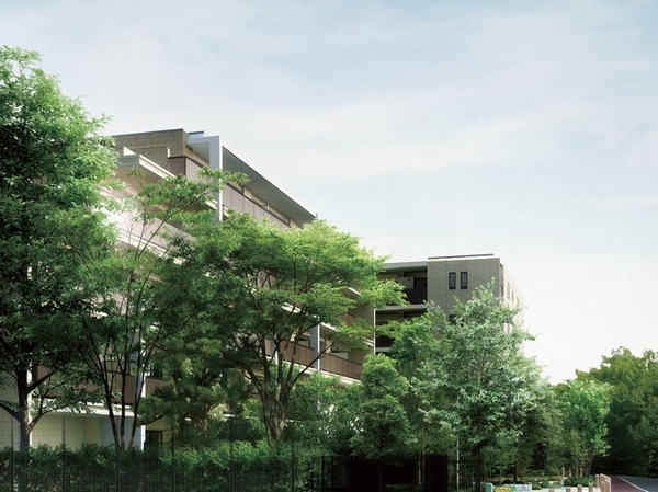 <Setagaya Chitosedai Garden & Residence> Rendering surrounded by trees also about 3,000, including the existing tree