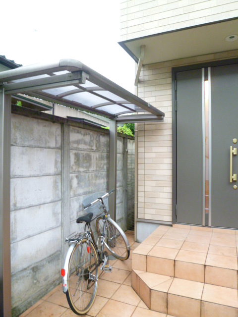 Entrance. Bicycle parking space