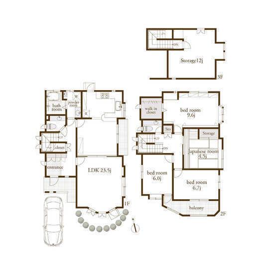 Floor plan. 87,800,000 yen, 4LDK+S, Land area 125.42 sq m , Building area 128.15 sq m storage space has also been equipped abundantly, It offers a view from the second floor.