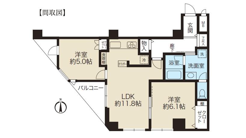 Floor plan. 2LDK, Price 28.6 million yen, Occupied area 53.94 sq m , Balcony area 4.72 sq m