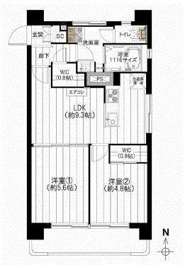 Floor plan. 2LDK, Price 22,900,000 yen, Footprint 47.7 sq m , Balcony area 4.7 sq m