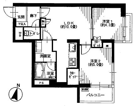Floor plan. 2LDK, Price 30,900,000 yen, Occupied area 45.33 sq m , Balcony area 3.24 sq m 2LDK, Occupied area 45.33 sq m , Balcony area 3.24 sq m