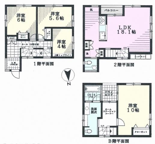 Floor plan. 52,800,000 yen, 4LDK, Land area 77.09 sq m , Building area 104.05 sq m