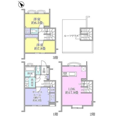 Floor plan. Roof terrace, 26.53 sq m 2 floor LDK the northeast side, Are There is a window on the southwest side