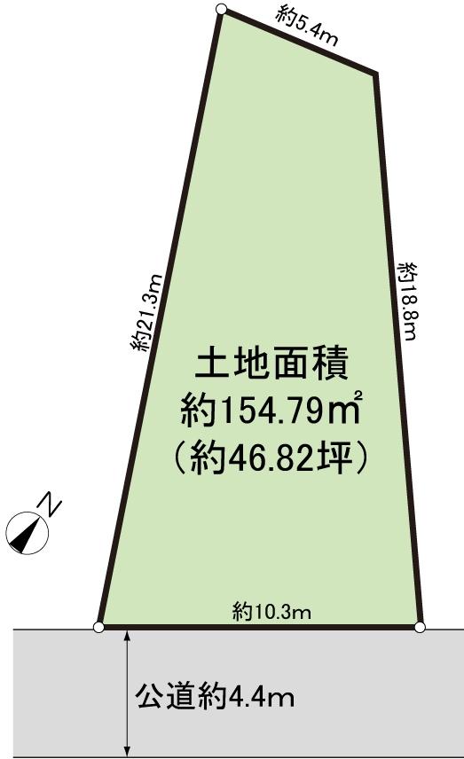 Compartment figure. Land price 86,600,000 yen, Land area 154.79 sq m   ■ Current state topographic map ■ Building conditions There is no
