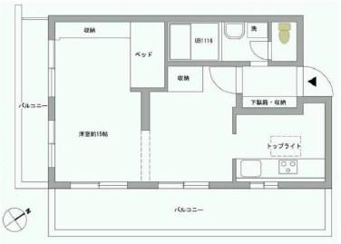 Floor plan. 1LDK, Price 16.8 million yen, Occupied area 42.16 sq m , Balcony area 13.94 sq m