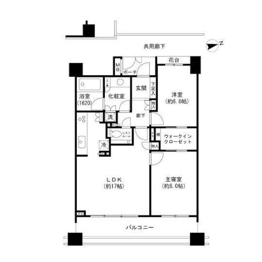 Floor plan. 2LDK, Price 63 million yen, Footprint 74.3 sq m , Balcony area 14.58 sq m for the good shape of the entire room, Fit is beautiful floor plans.