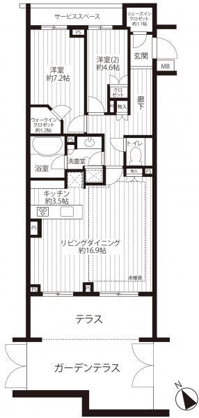 Floor plan. 2LDK, Price 66,800,000 yen, Occupied area 78.97 sq m