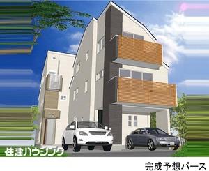 Rendering (appearance). Characteristic stylish appearance. Setagaya Nakamachi New construction is detached.