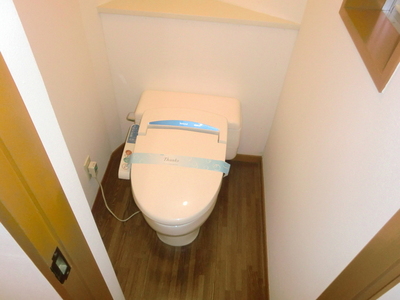 Toilet. It is a small window with a bidet toilet