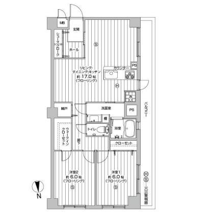 Floor plan. 2LDK, Price 25,990,000 yen, Footprint 66 sq m , Balcony area 8.4 sq m