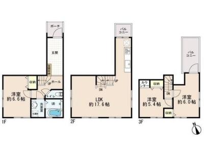 Floor plan. 55 million yen, 3LDK, Land area 64.16 sq m , Building area 82.96 sq m