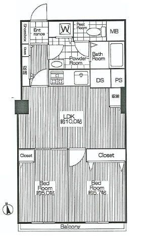 Floor plan. 2LDK, Price 23.8 million yen, Occupied area 52.41 sq m , Balcony area 3.24 sq m