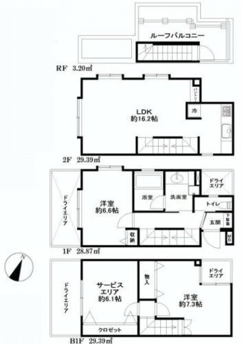 Floor plan. 3LDK, Price 49,800,000 yen, Occupied area 90.85 sq m , Balcony area 6.94 sq m