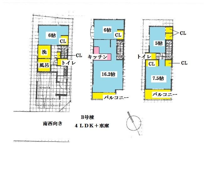 Building plan example (floor plan). Building plan example (B Building) 4LDK, Land price 46,300,000 yen, Land area 70.12 sq m , Building price 17.5 million yen, Building area 101.32 sq m