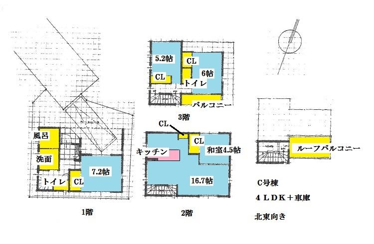 Building plan example (floor plan). Building plan example (C Building) 4LDK, Land price 42 million yen, Land area 70.2 sq m , Building price 17.8 million yen, Building area 106.11 sq m