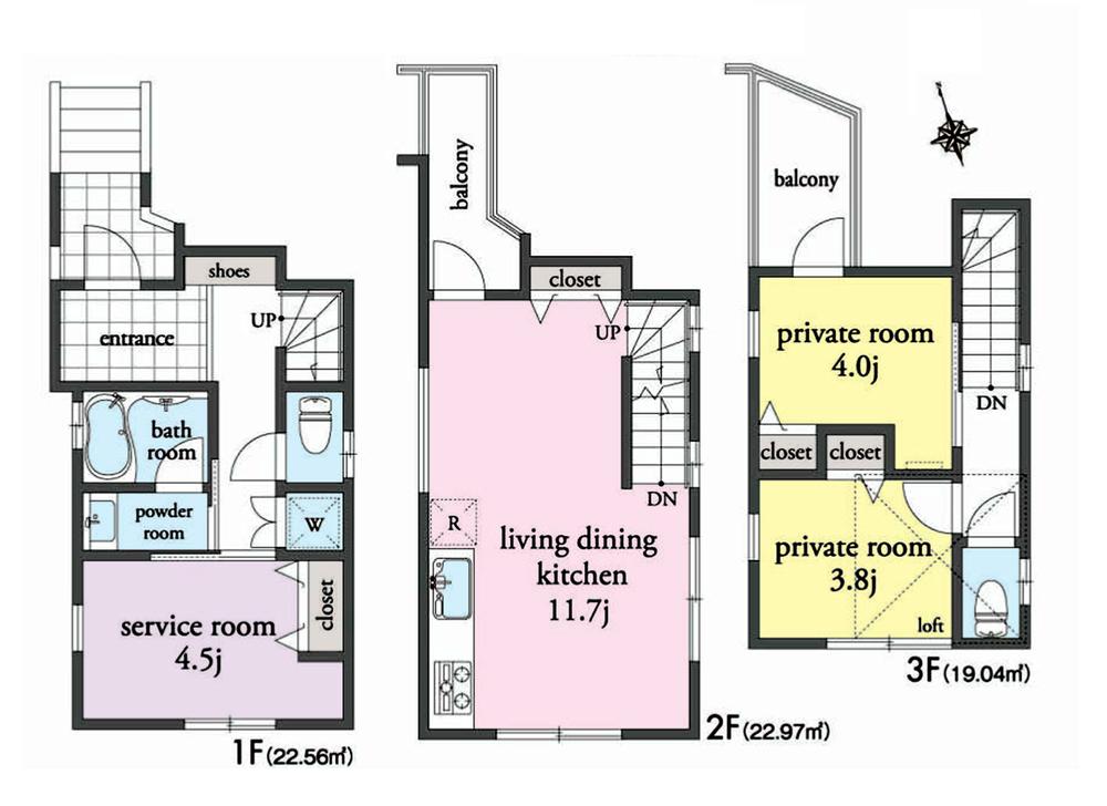 Floor plan. 45,800,000 yen, 3LDK, Land area 41.43 sq m , It does as building area 63.75 sq m current share figure.