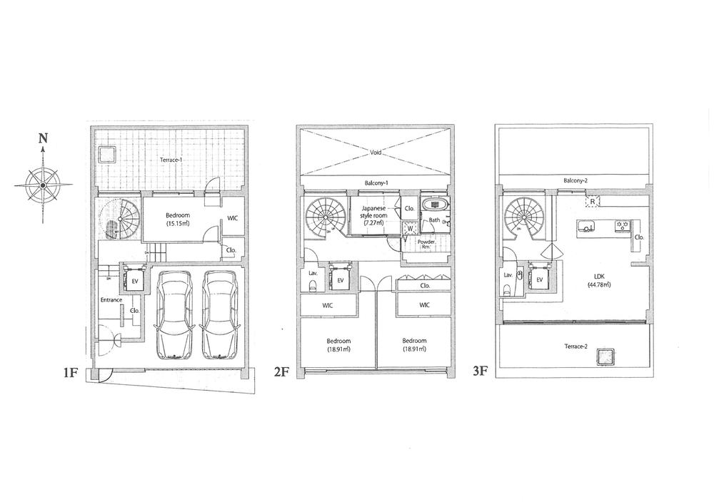 Floor plan. 145 million yen, 4LDK + S (storeroom), Land area 140.15 sq m , Building area 217.49 sq m car space Depth of about 5.6m Large 4LDK + storage is.