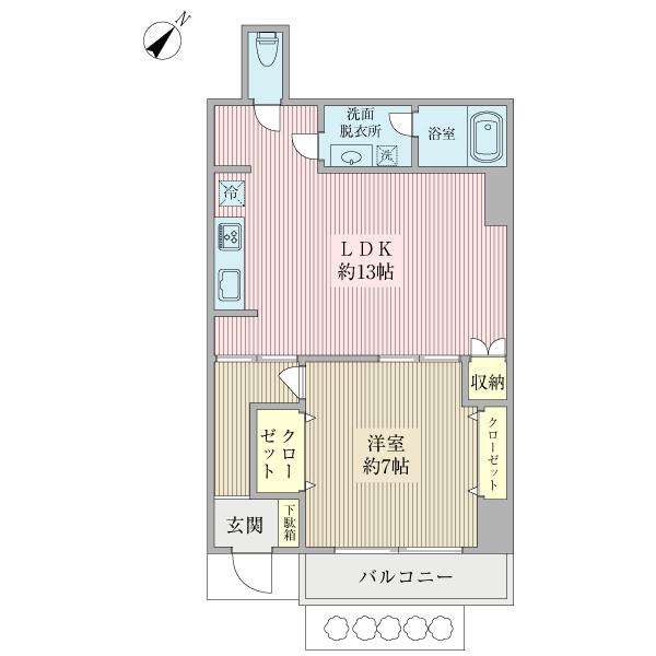 Floor plan. 1LDK, Price 39,700,000 yen, Occupied area 54.13 sq m
