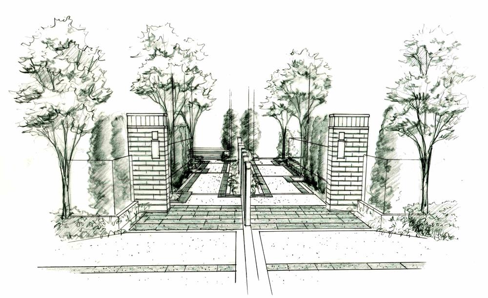Other.  [patio ・ approach] Trees provided on the left and right of the approach, Design a green space. 