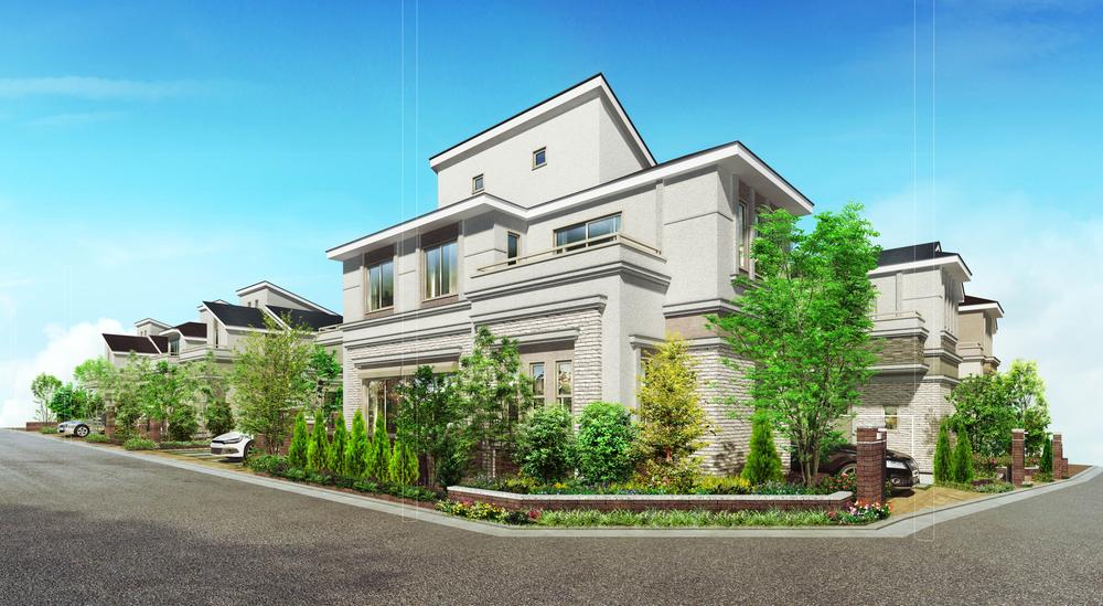 Rendering (appearance). The building, To European taste, Style that incorporates elements of the little sum. Outer wall, Consists of a bright color of the tile, such as white and light beige shine in green and sunshine. It was made to make you cherish the individuality of each dwelling unit. 