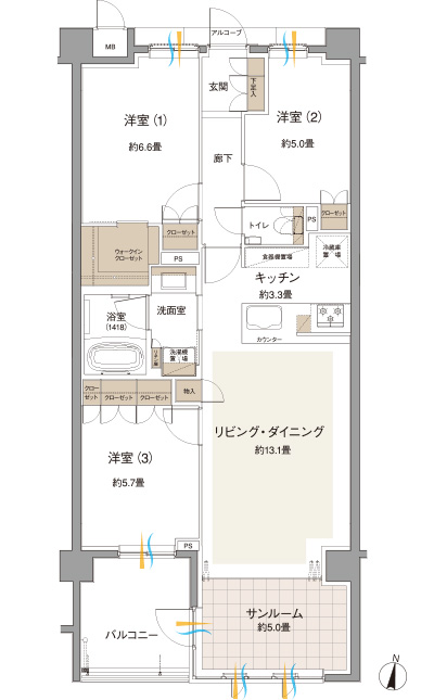 Floor: 3LDK + SR + WIC, the area occupied: 81.7 sq m, Price: 68,824,800 yen, now on sale