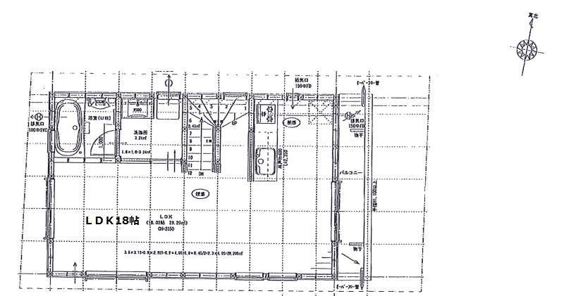 Building plan example (floor plan). Second floor LDK about 18 Pledge Water around Yes