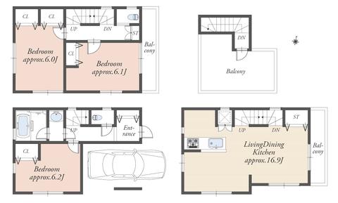 Floor plan. 48,800,000 yen, 3LDK, Land area 54.32 sq m , Building area 99.8 sq m