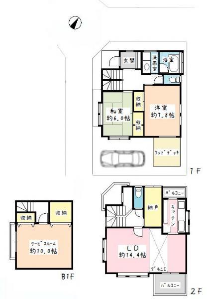 Floor plan. 69,800,000 yen, 2LDK+2S, Land area 86.85 sq m , Building area 110.92 sq m