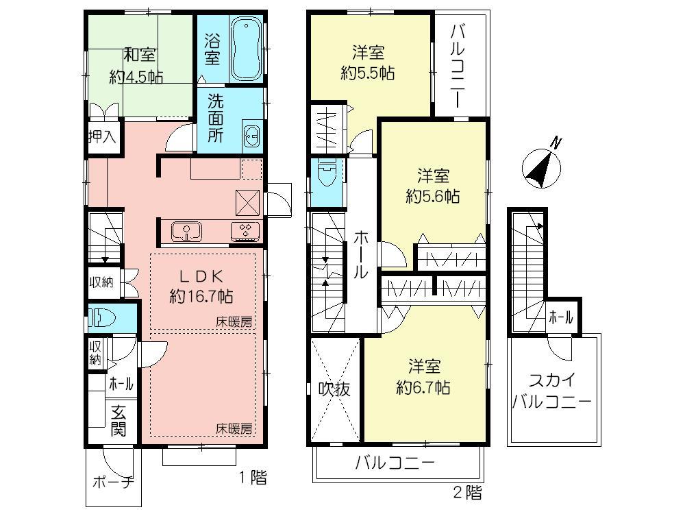 Floor plan. (7 Building), Price 49,800,000 yen, 4LDK, Land area 136.69 sq m , Building area 95.42 sq m