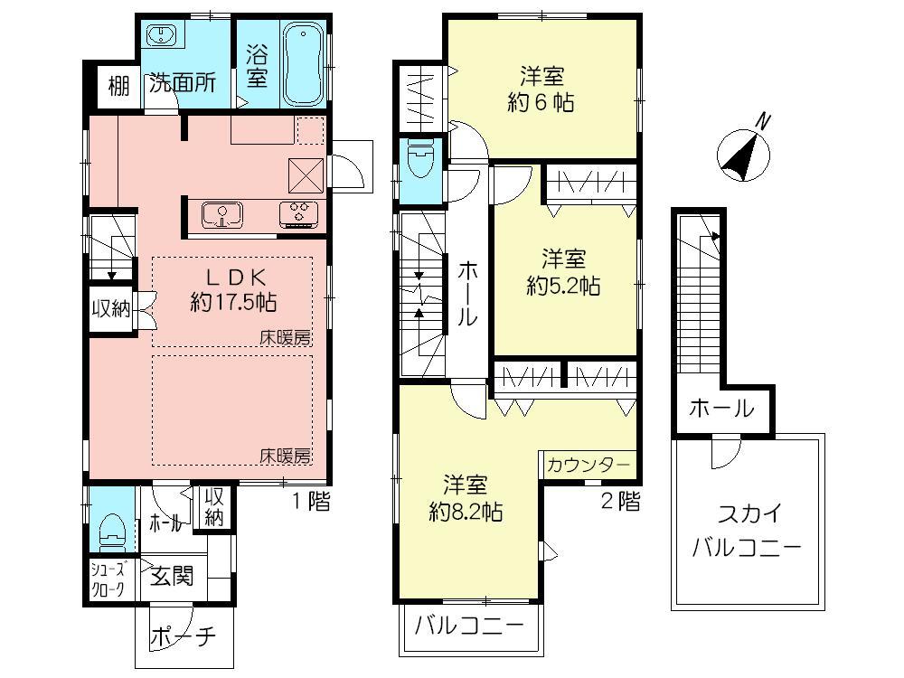 Floor plan. (3 Building), Price 49,800,000 yen, 3LDK, Land area 100.98 sq m , Building area 93.76 sq m