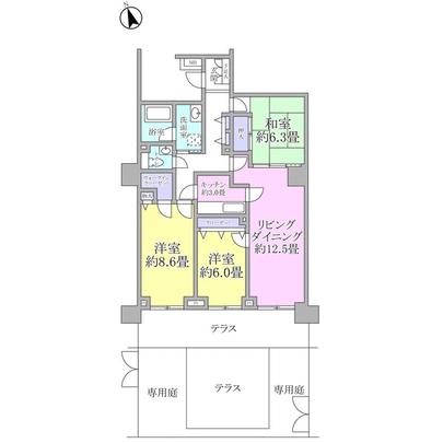 Floor plan. Floor plan. Private garden ・ There are about 46.5 sq m on the terrace area total, The earlier of the green road