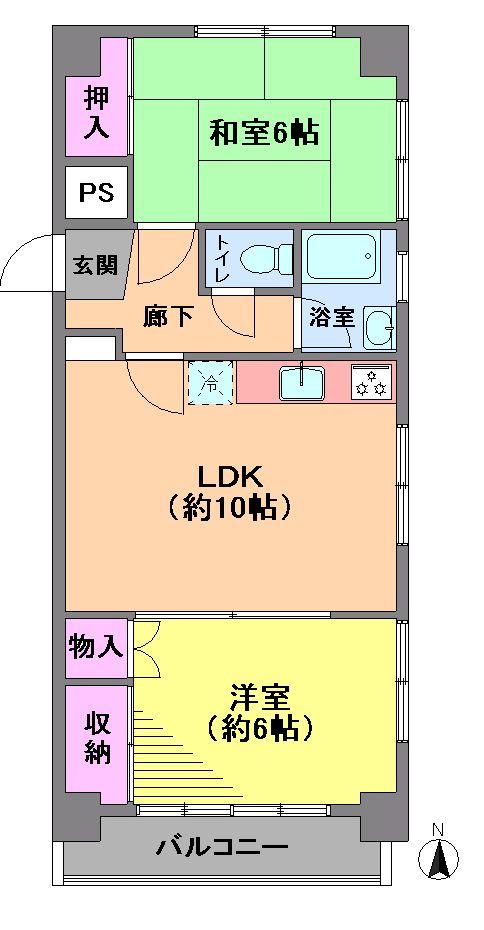 Floor plan. 2LDK, Price 23.5 million yen, Footprint 48.6 sq m , Balcony area 4.2 sq m
