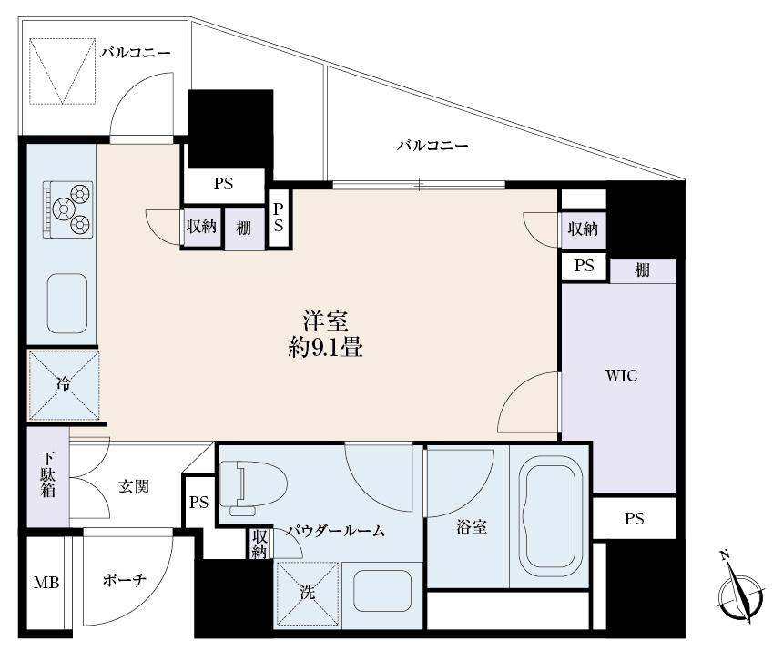 Floor plan. Price 32 million yen, Footprint 30.6 sq m , Balcony area 4.88 sq m