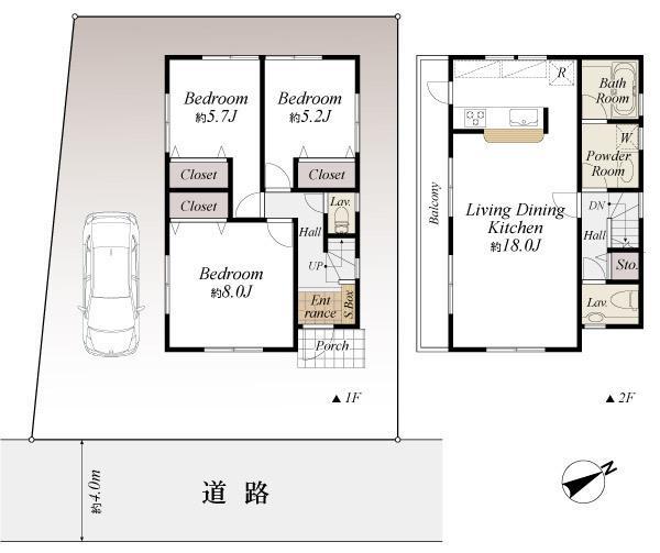 Floor plan. 48 million yen, 3LDK, Land area 107.22 sq m , Building area 85.32 sq m