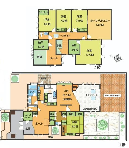 Floor plan. 175 million yen, 5LDK + 2S (storeroom), Land area 317.14 sq m , Building area 222.66 sq m