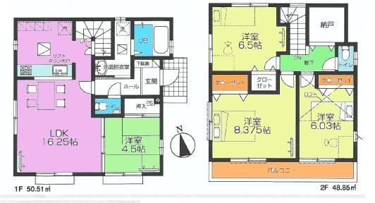 Floor plan. 68,800,000 yen, 4LDK, Land area 100 sq m , Building area 99.36 sq m