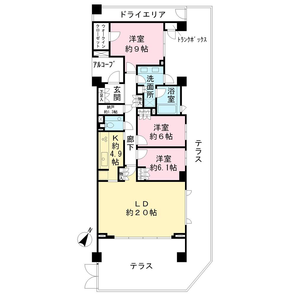 Floor plan. 3LDK, Price 89,900,000 yen, Footprint 107.38 sq m