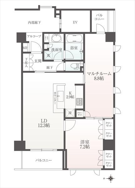 Floor plan. 1LDK + S (storeroom), Price 29,800,000 yen, Occupied area 67.61 sq m , Balcony area 8.37 sq m