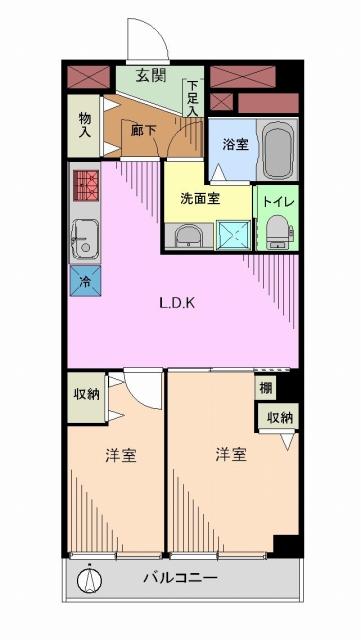 Floor plan. 2LDK, Price 21,800,000 yen, Occupied area 47.82 sq m , Balcony area 3.7 sq m