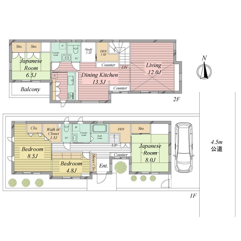 Floor plan. 102 million yen, 4LDK + 2S (storeroom), Land area 126.43 sq m , Building area 136.29 sq m