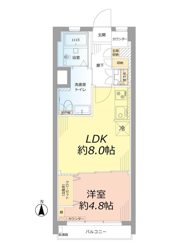 Floor plan. 1LDK, Price 24,900,000 yen, Footprint 32.4 sq m