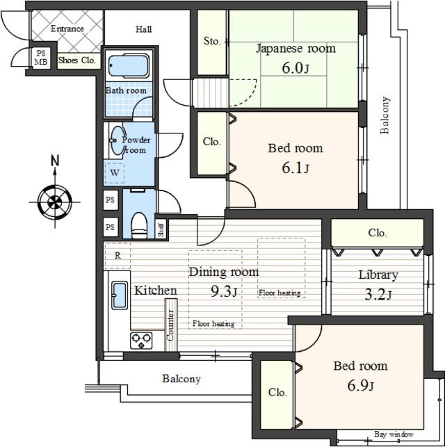 Floor plan. 4DK, Price 42 million yen, Occupied area 85.06 sq m , We do as a balcony area 6.09 sq m current share figure
