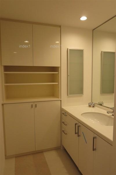 Wash basin, toilet. Linen is also plenty of storage, Storage of washroom